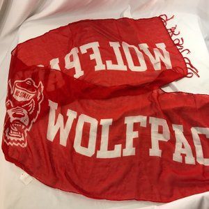 NC State Wolfpack Tuffy Mascot Scarf Size 78x18" Sheer NEW